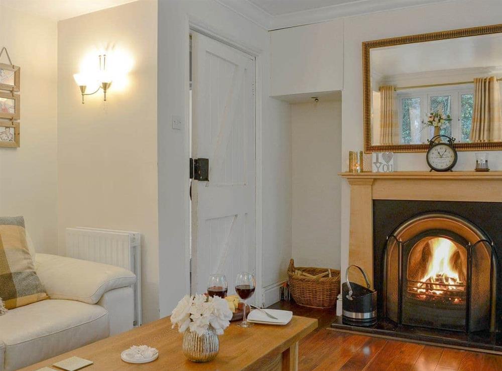 Delightful living room with a cosy open fire at The Coach House in Keswick, Cumbria