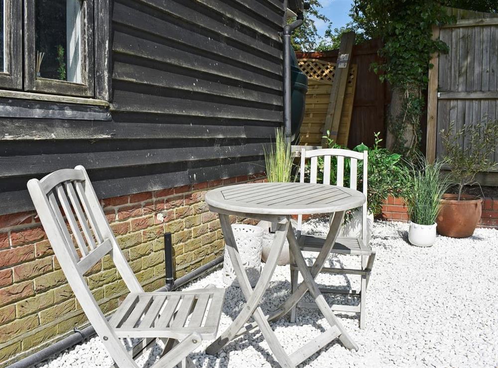 Peaceful sitting-out-area at The Coach House in Peldon, near Colchester, Essex