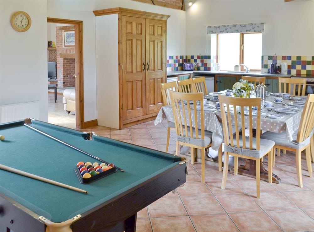 Room for a pool table in the kitchen/diner at The Coach House in Somersal Herbert, nr Ashbourne, Derbyshire