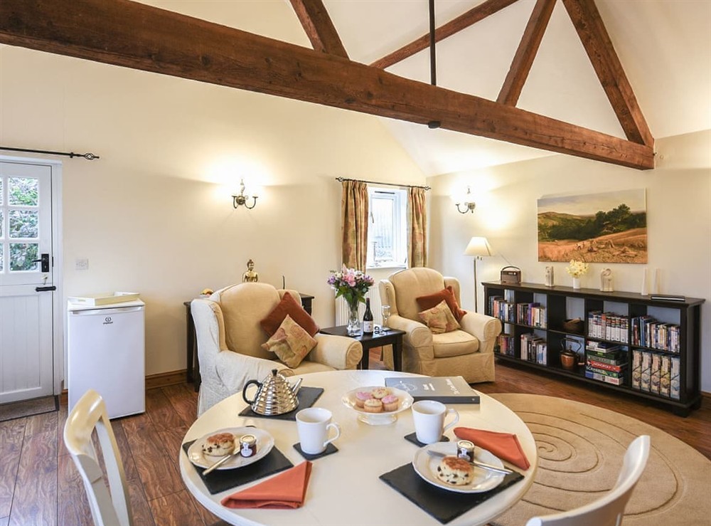 Open plan living space at The Corn House in Hook-a-Gate, near Shrewsbury, Shropshire