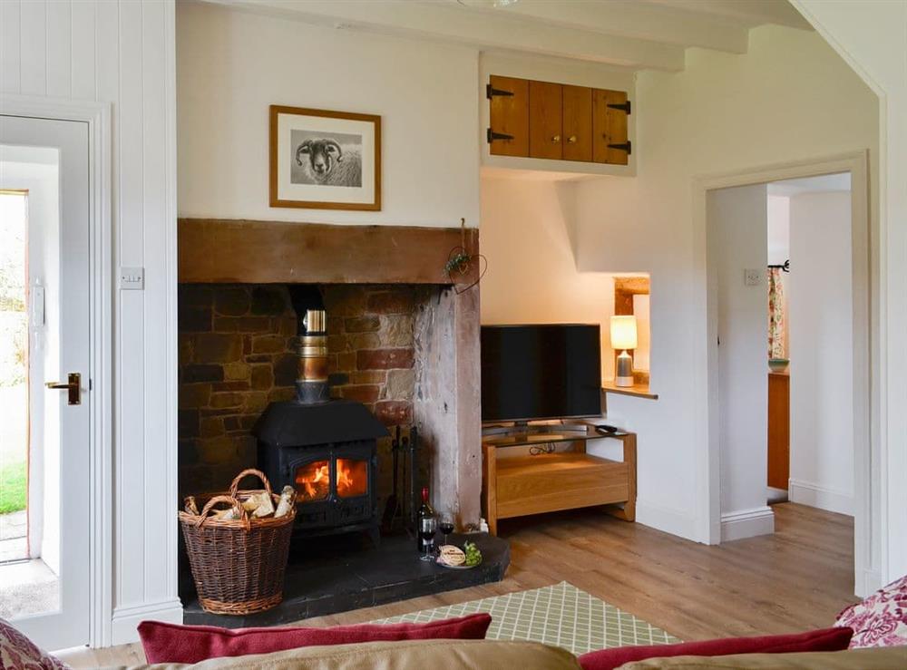 Cosy living room with wood burner at The Cottage at 1710 in Greenwell, near Brampton, Cumbria