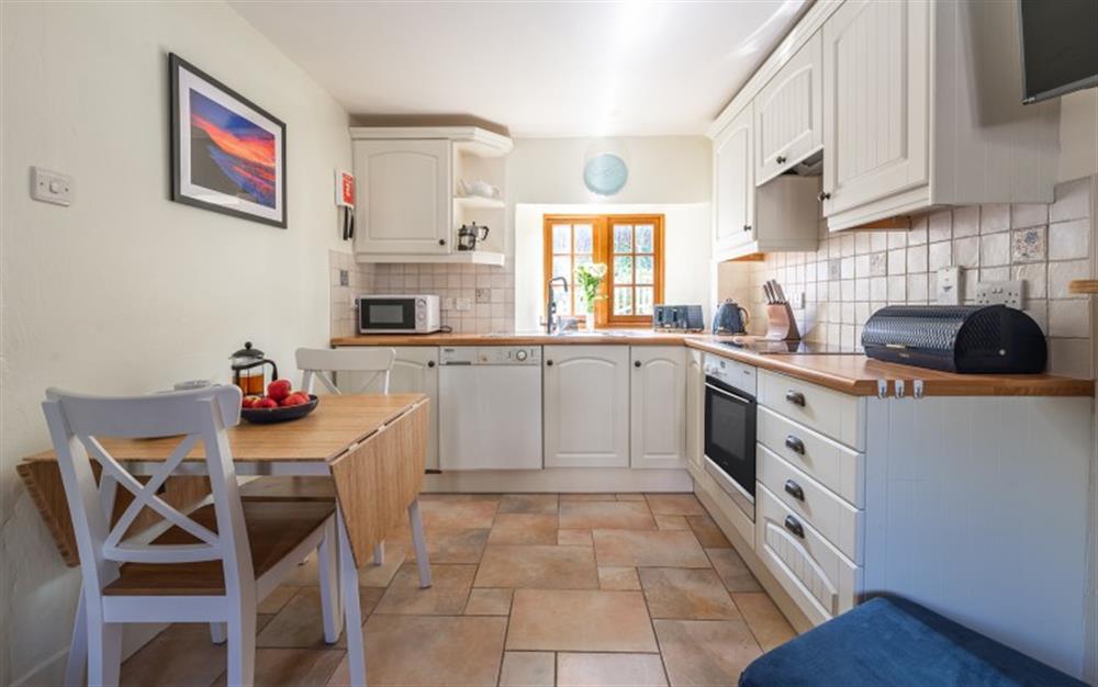 A well equipped kitchen at The Cottage in Branscombe