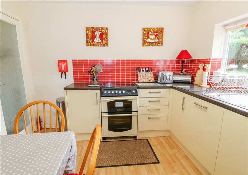 This is the kitchen at The Cottage On The Green, Porthmadog