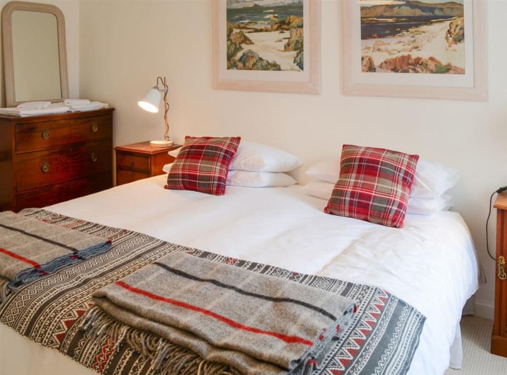 Cosy and romantic bedroom with super kingsize zip and link bed at The Cottage in Rispond, near Durness, Northern Highlands, Sutherland