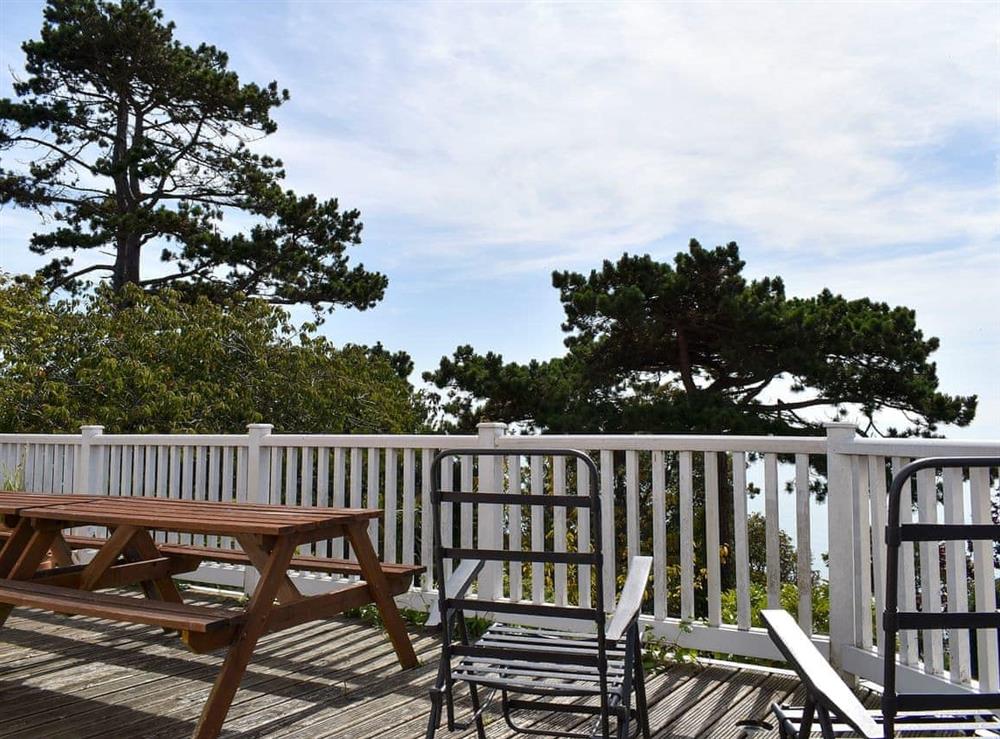 Large decked balcony with furniture at The Cottage  in St Margarets Bay, Dover., Kent