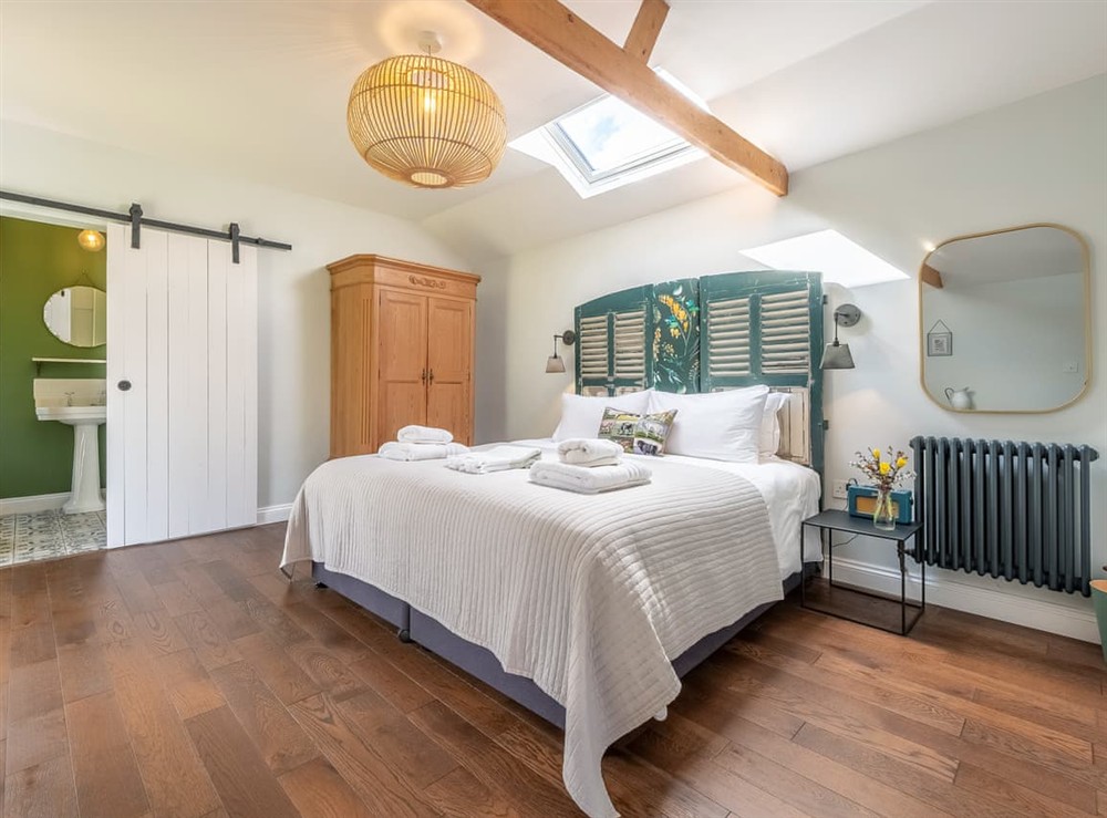 Double bedroom at The Cowshed in Halesworth, Suffolk
