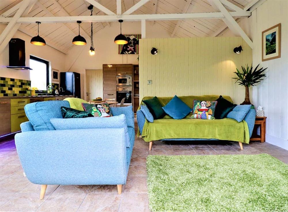 Open plan living space at The Cowshed in Liskeard, Cornwall