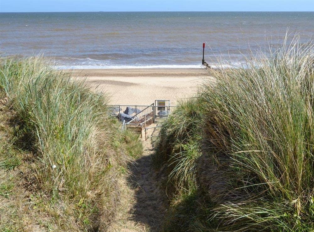 Direct access to the beach from the property at The Crest in Eccles on Sea, near Happisburgh, Norfolk