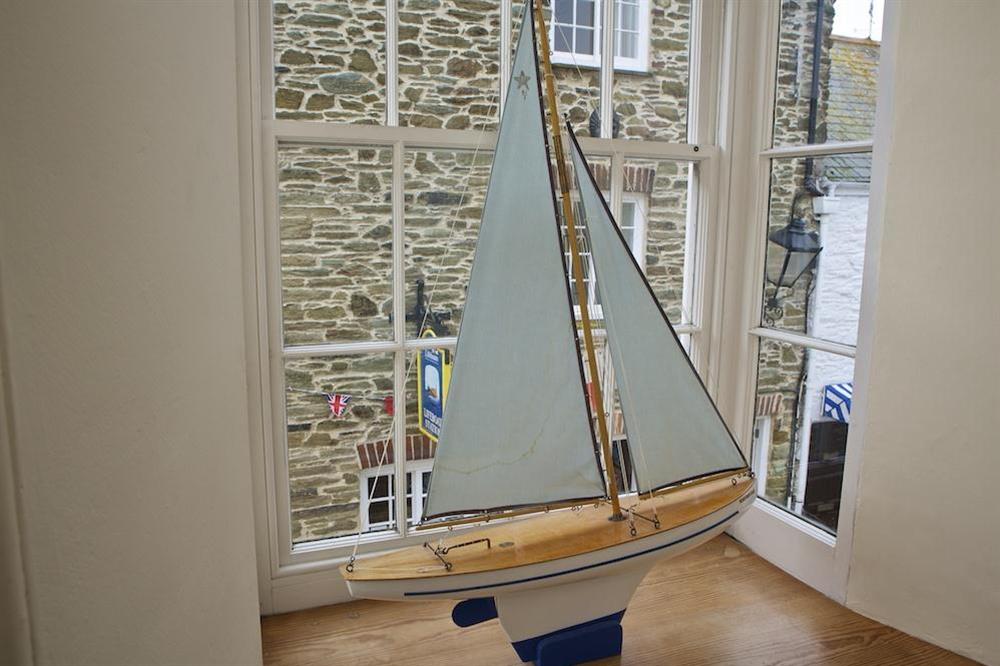 Looking down towards the Lifeboat shop from one of the bedrooms at The Custom House in Union Street, Salcombe