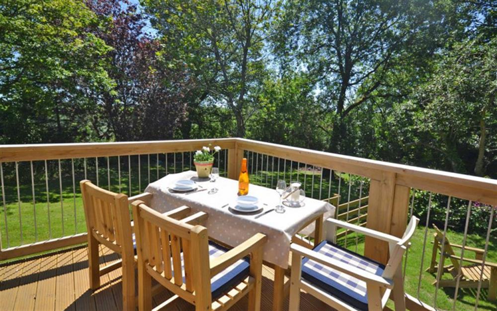 Enjoy some al fresco dining from the terrace at The Cutch in Looe