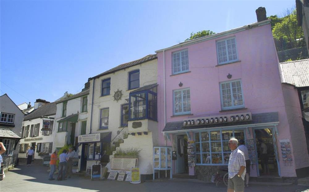 Some of the quaint shops in Polperro. at The Cutch in Looe