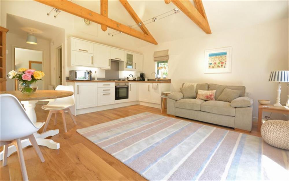 The bright and airy living area at The Cutch in Looe