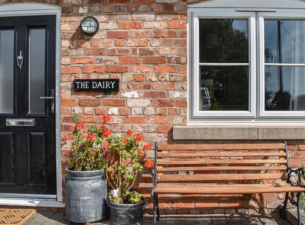 Outdoor area at The Dairy at Brook House Farm in Minshull Vernon, near Nantwich, Cheshire