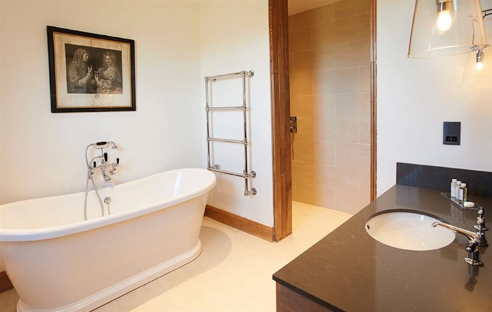 Exeter Wing: Bedroom two has an en-suite bathroom with separate walk in shower at The Dairy at Burghley, Near Stamford