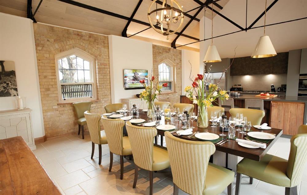 Exeter Wing: Open plan dining room. The dining table can be set to seat 20 guests upon request at The Dairy at Burghley, Near Stamford