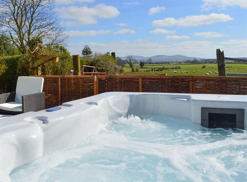 Luxurious hot tub at The Dairy House in Newton Stewart, near Wigtown, Wigtownshire