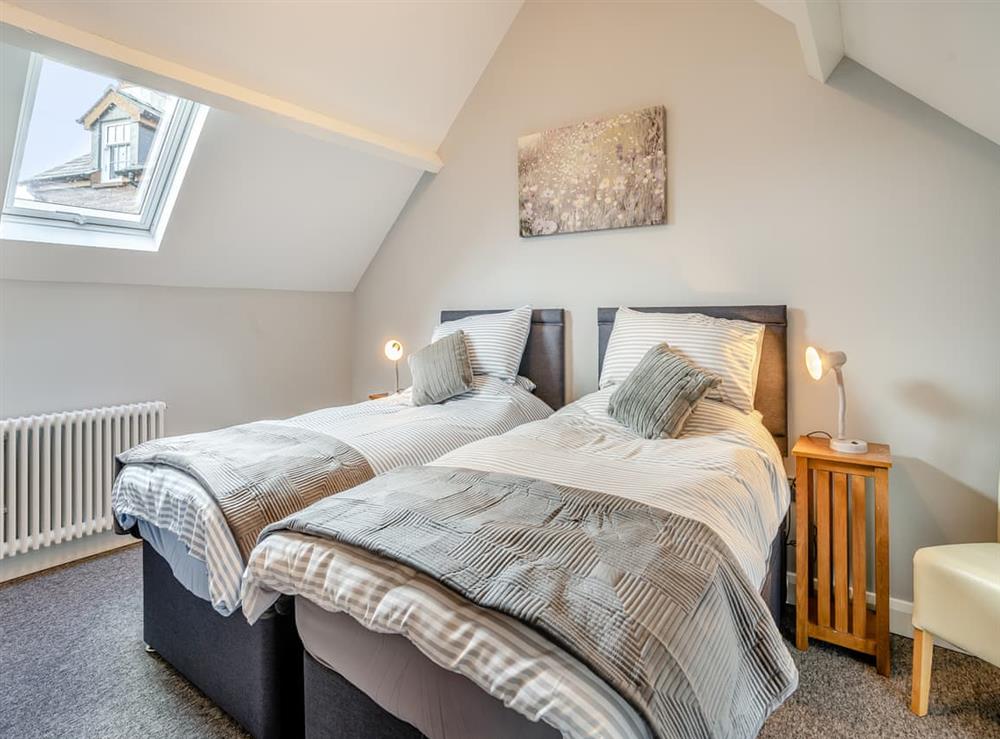 Twin bedroom at The Dairy in Skenfrith, near Monmouth, Gwent