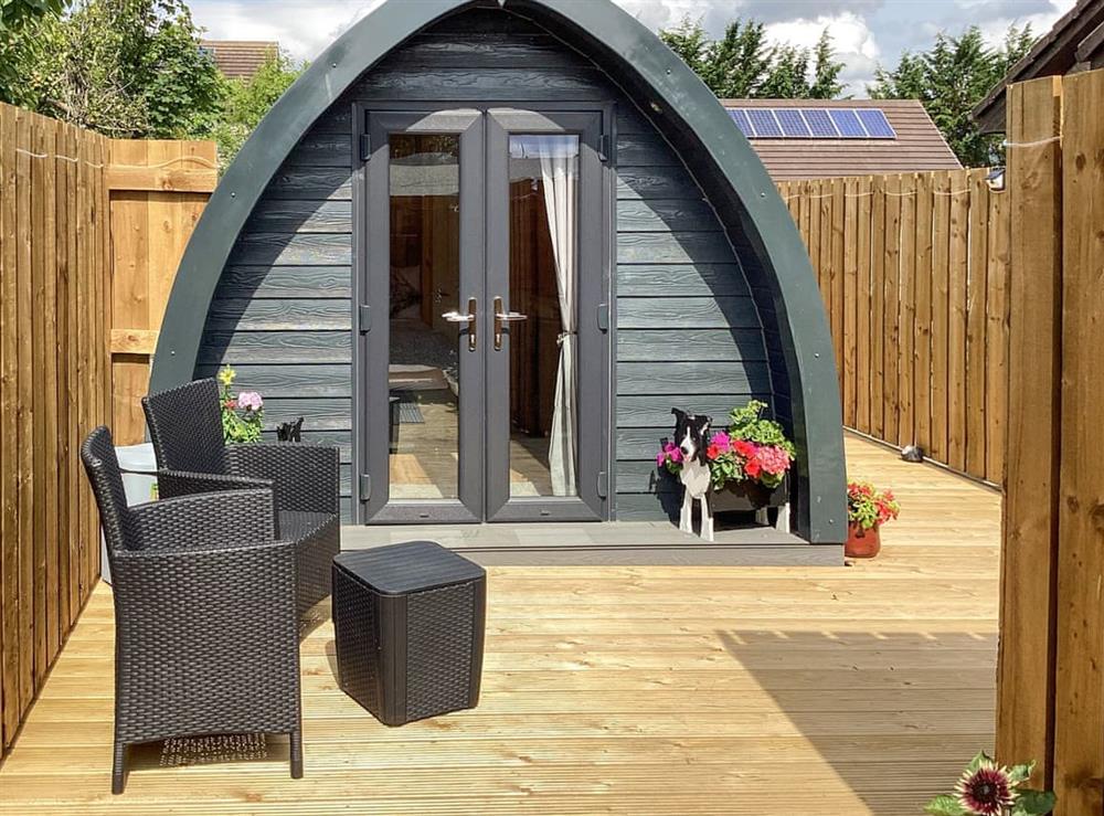 Outdoor area at The Dalmore Pod in Alness, Ross-Shire