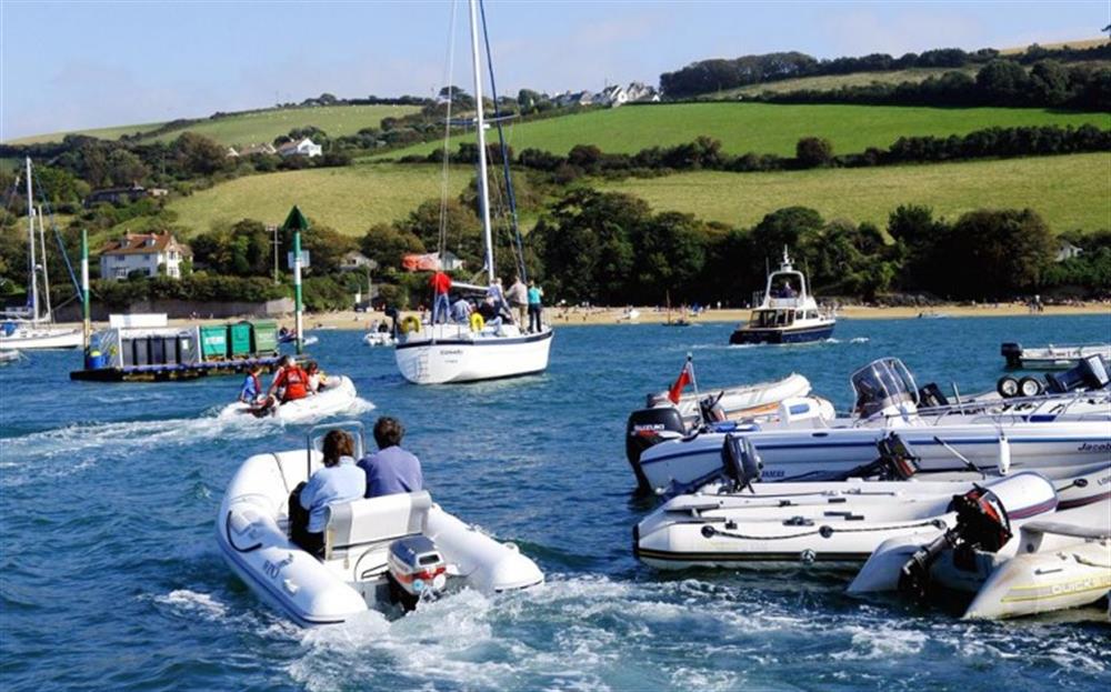 It gets busy on the water. at The Dell Studio Apartment in Salcombe