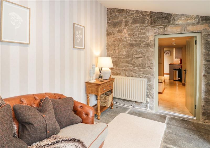 The living area at The Dovecote, Llanrhaeadr