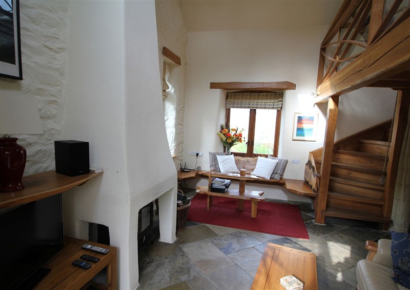 The living room at The Dovecote, Llanychaer near Fishguard