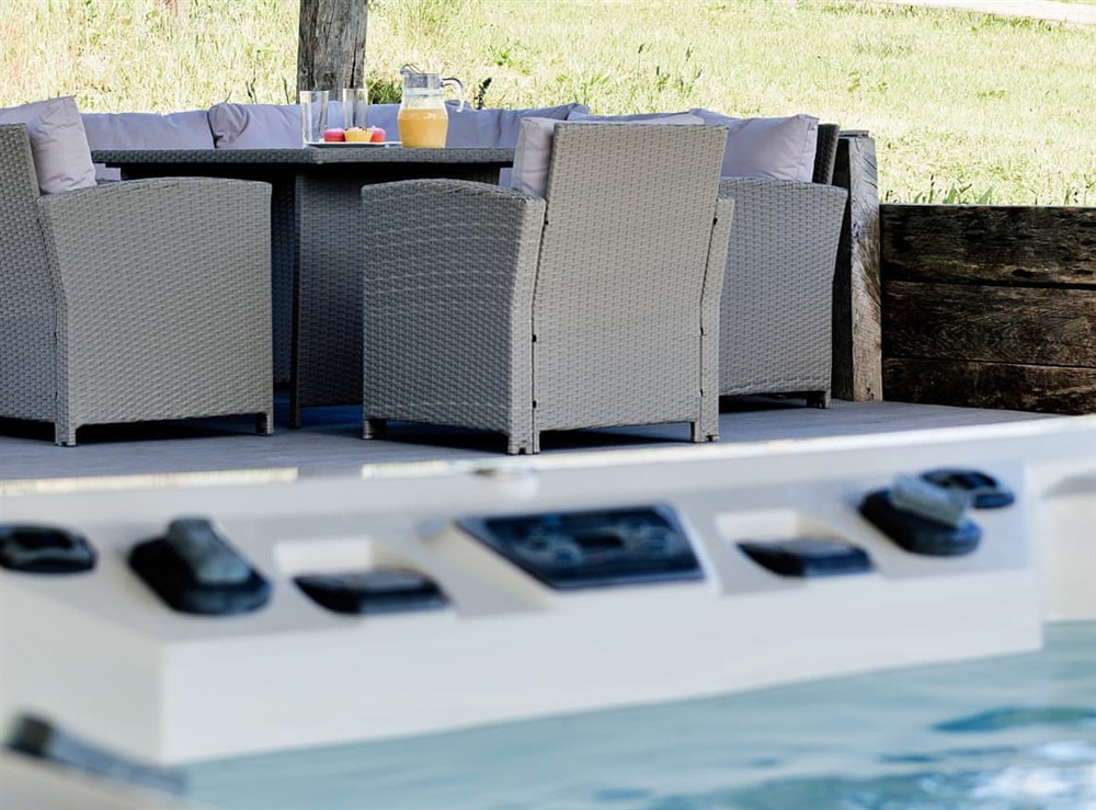 Hot tub at The Drift House Lodge in Rhydyfelin, Dyfed