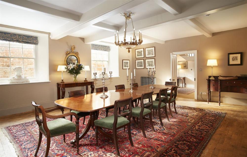 The elegant dining room on the lower ground floor at The East Wing, Aylsham near Norwich