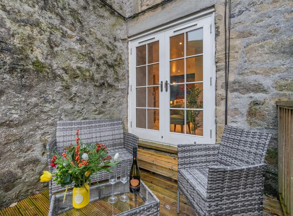 Sitting-out-area at The Engine Room in Scalegill, near Kirkby Malham, North Yorkshire