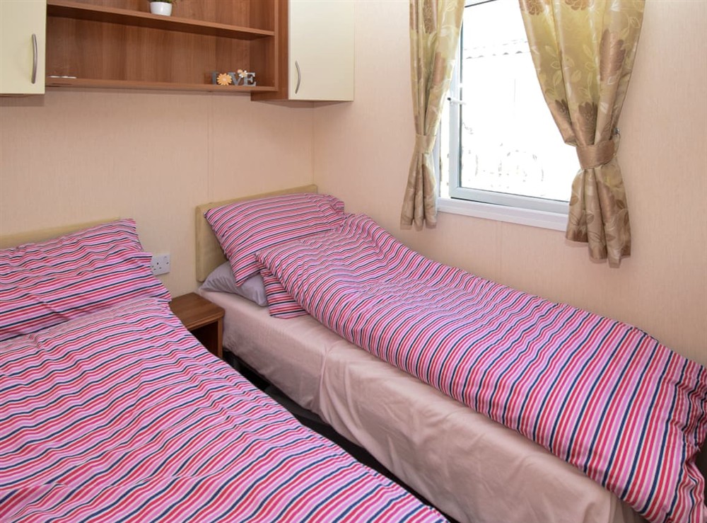 Twin bedroom at The Escape Pod in Heysham, near Lancaster, Lancashire
