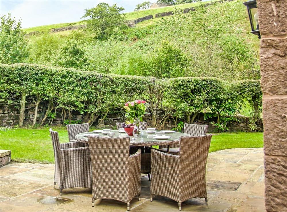 Beautiful sitting-out-area at The Farmhouse at Gradbach in Buxton, Staffordshire