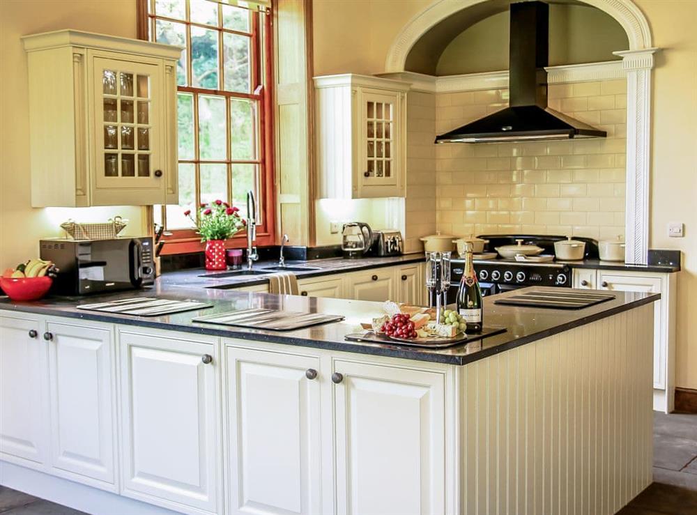 Large, modern farmhouse style kitchen at The Farmhouse at Gradbach in Buxton, Staffordshire