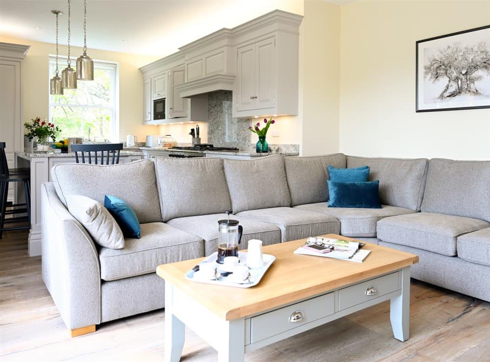 Open plan living space at The Farmhouse in Brook, near Brighstone, Isle of Wight