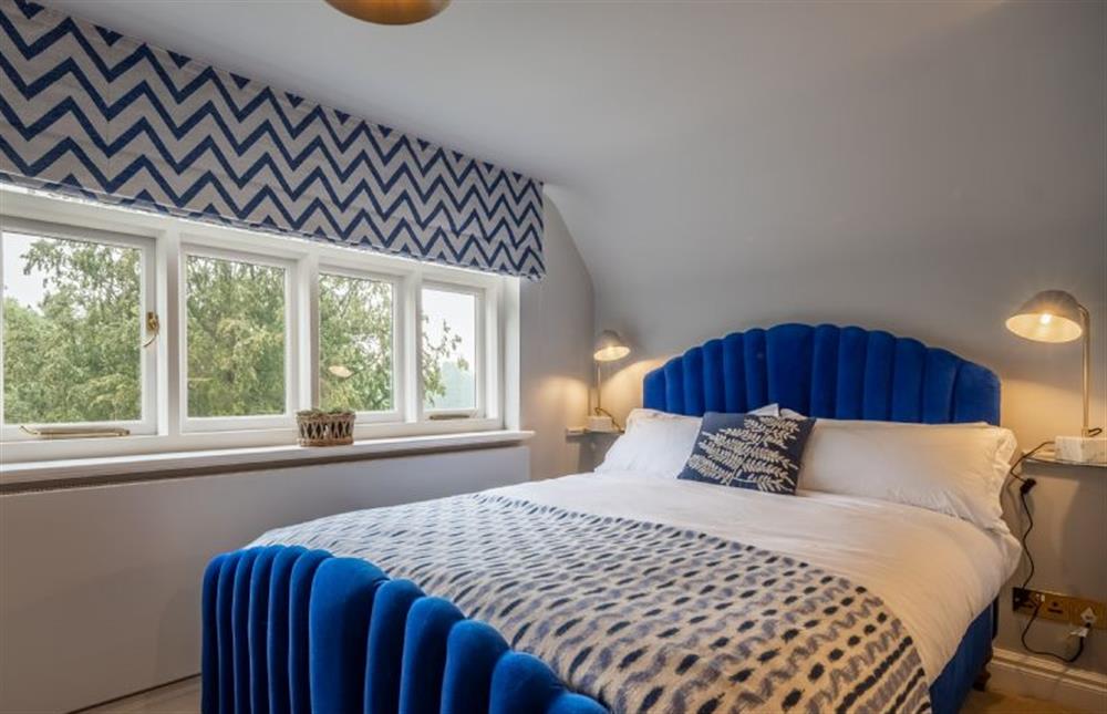 Bedroom four (Carr) with a velvet 4’6 double bed at The Farmhouse, Nether Hall Estate, Pakenham