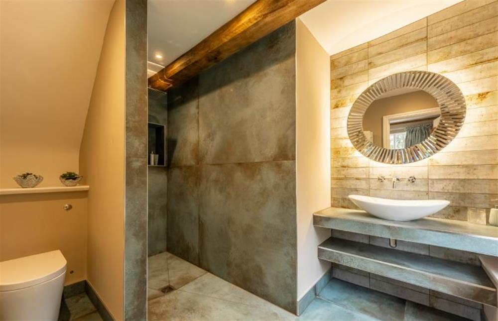 En-suite wet room with large walk-in shower at The Farmhouse, Nether Hall Estate, Pakenham