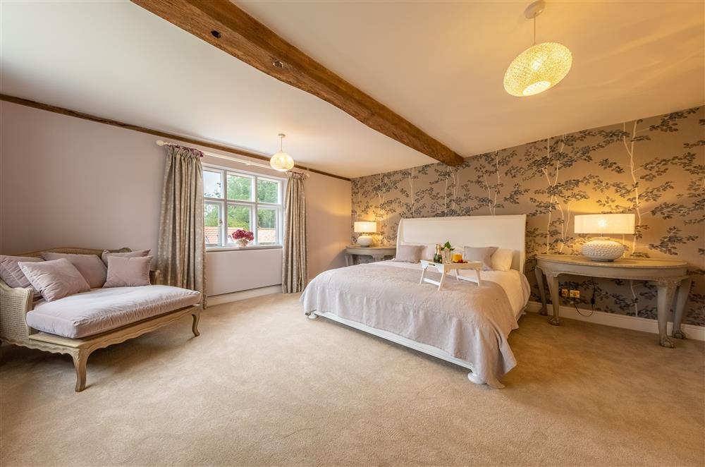 Generous bedroom one (Purnell) with a 6’ super-king size bed at The Farmhouse,  Nether Hall Estate, Pakenham