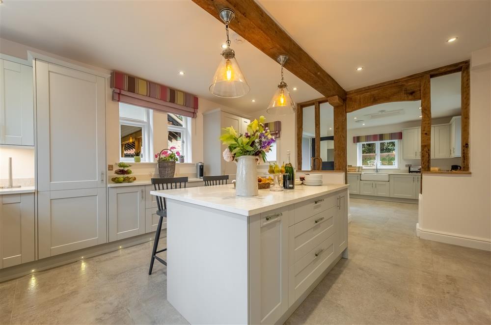 The light and airy, well-equipped kitchen at The Farmhouse,  Nether Hall Estate, Pakenham