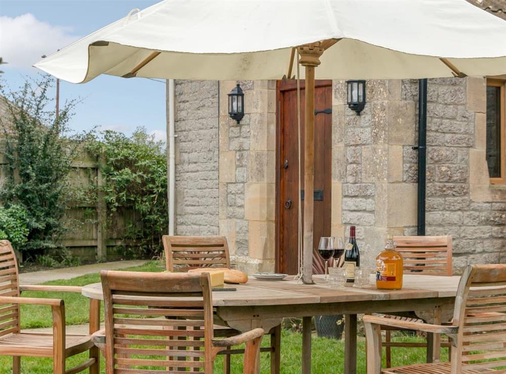 Sitting-out-area at The Farmhouse in West Pennard, near Glastonbury, Somerset