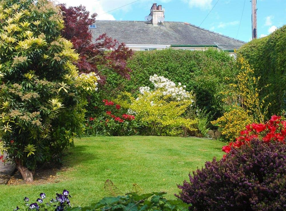 Enclosed rear lawned garden at The Fells in Maryport, Cumbria