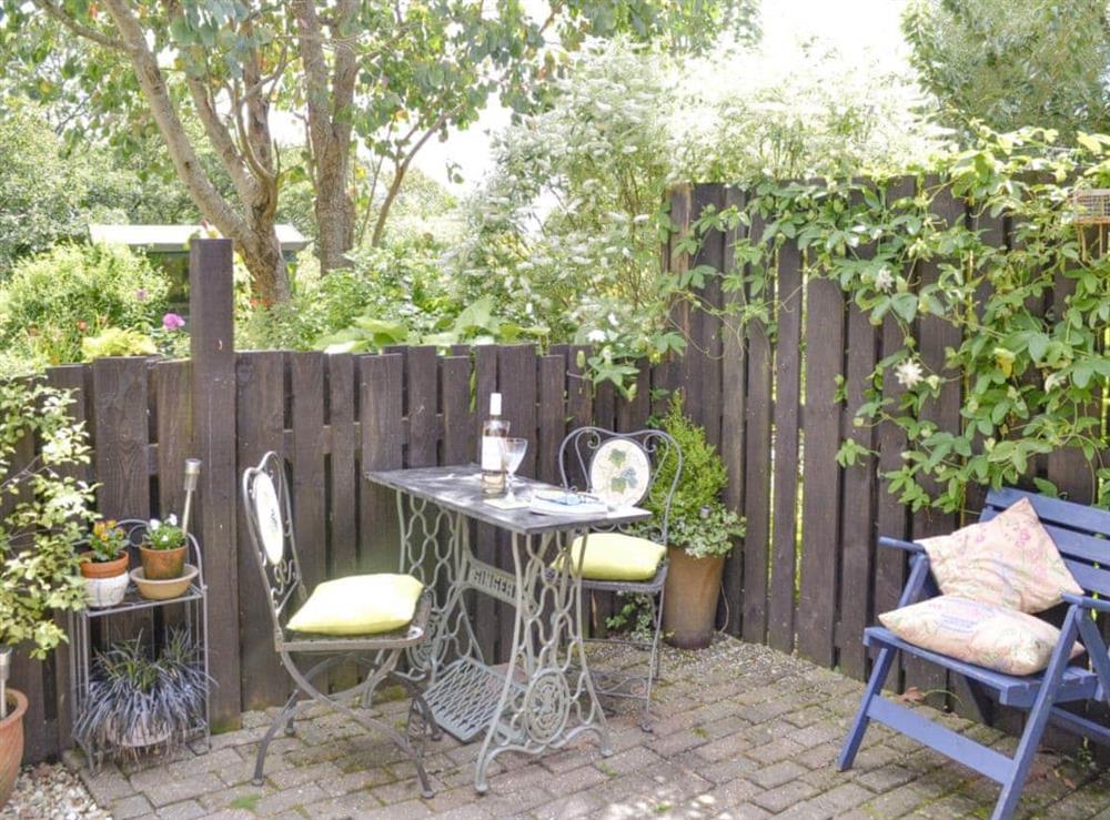 Peaceful patio area at The Figgery in Bittaford, near Ivybridge, Devon