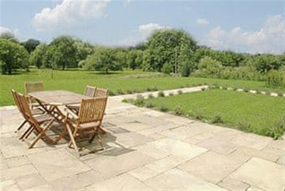 Peaceful sitting-out-area at The Fishing Lodge in Netton, near Salisbury, Wiltshire
