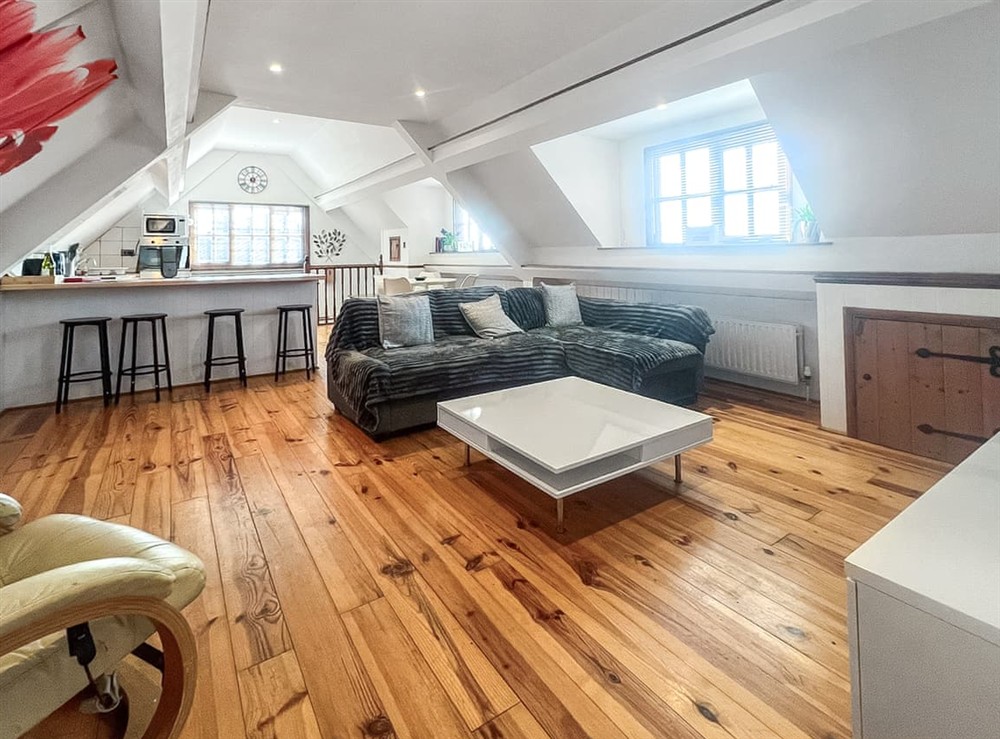 Open plan living space at The Flat @ The Farm in Godstone, Surrey