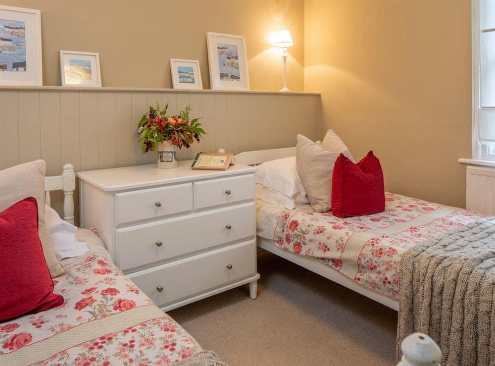 Bedroom with twin single beds at The Forge in Bettiscombe, Nr Lyme Regis, Dorset., Great Britain