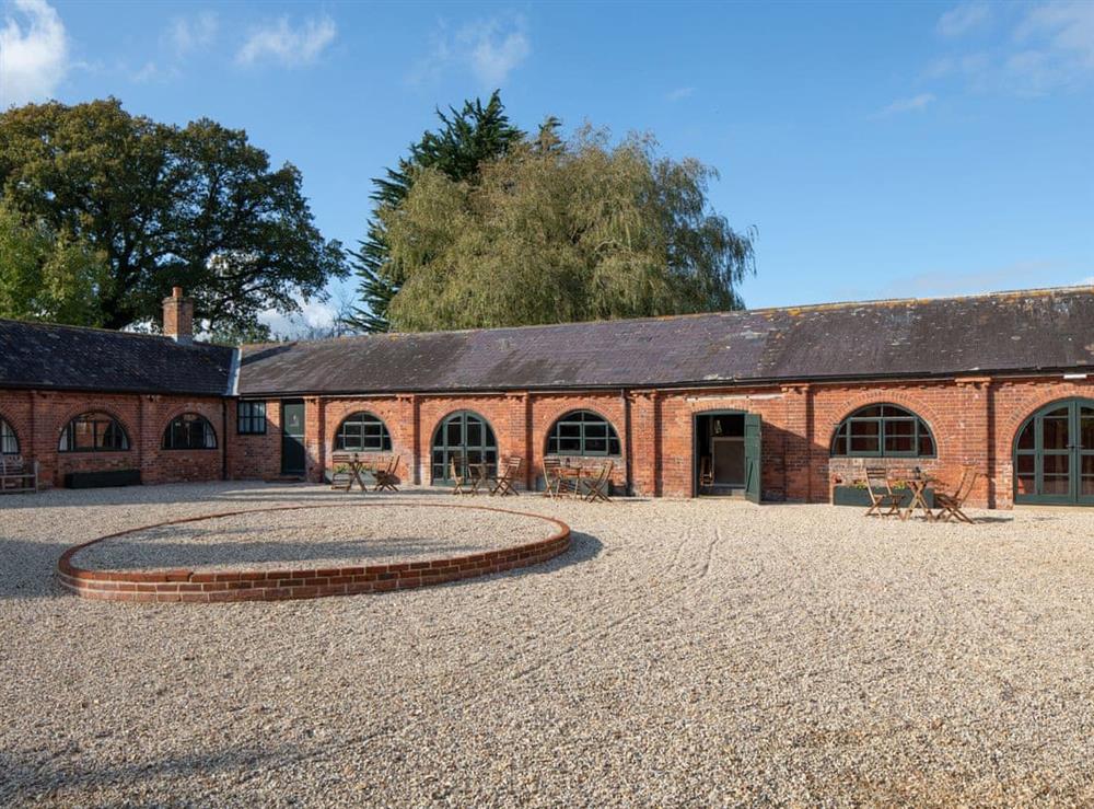 Gravelled courtyard at The Forge in Bettiscombe, Nr Lyme Regis, Dorset., Great Britain