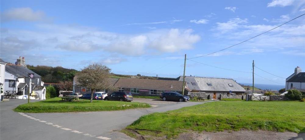 East Prawle village green, with the Piglet stores and cafe and famous Pigs Nose Inn at The Forge in East Prawle