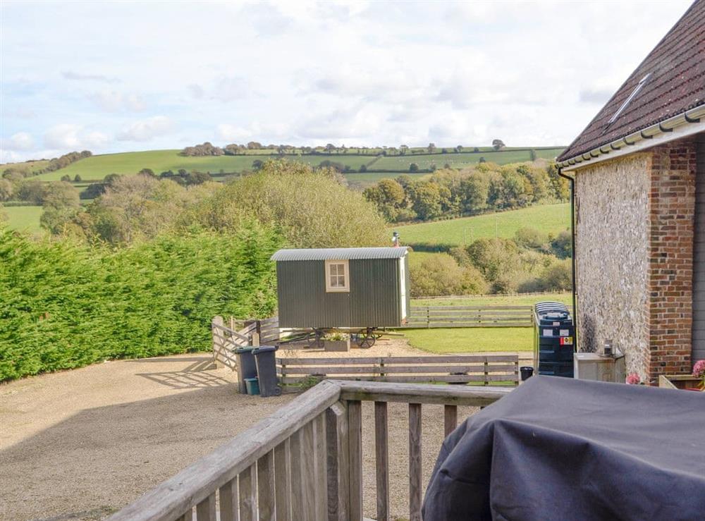 Idyllic rural views from the balcony at The Forge in Thorncombe, near Broadwindsor, Dorset