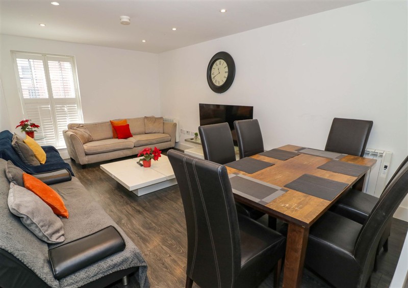The living area at The Foundry Apartment, Birmingham