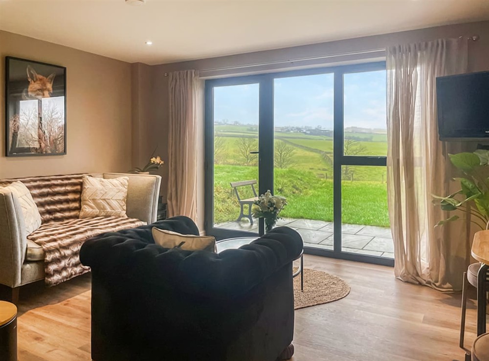 Open plan living space at The Foxes Hole in Laneshawbridge, near Colne, Lancashire
