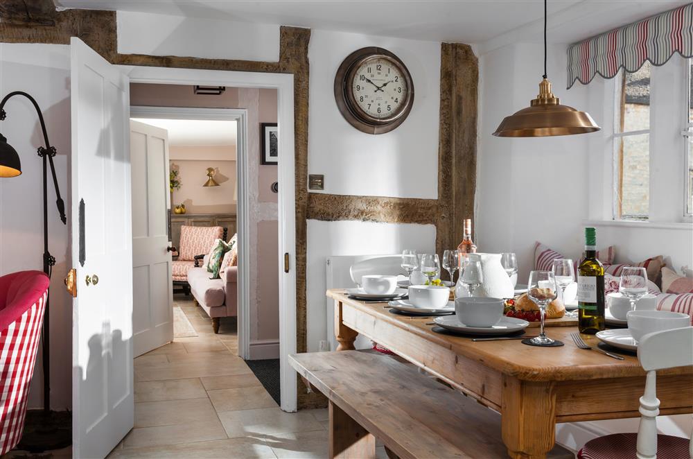 Enjoy a home cooked meal in the rustic dining area at The Gables, Honeybourne