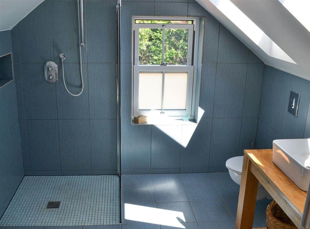 En-suite shower room with walk-in shower at The Gap in Boulmer, near Alnwick, Northumberland