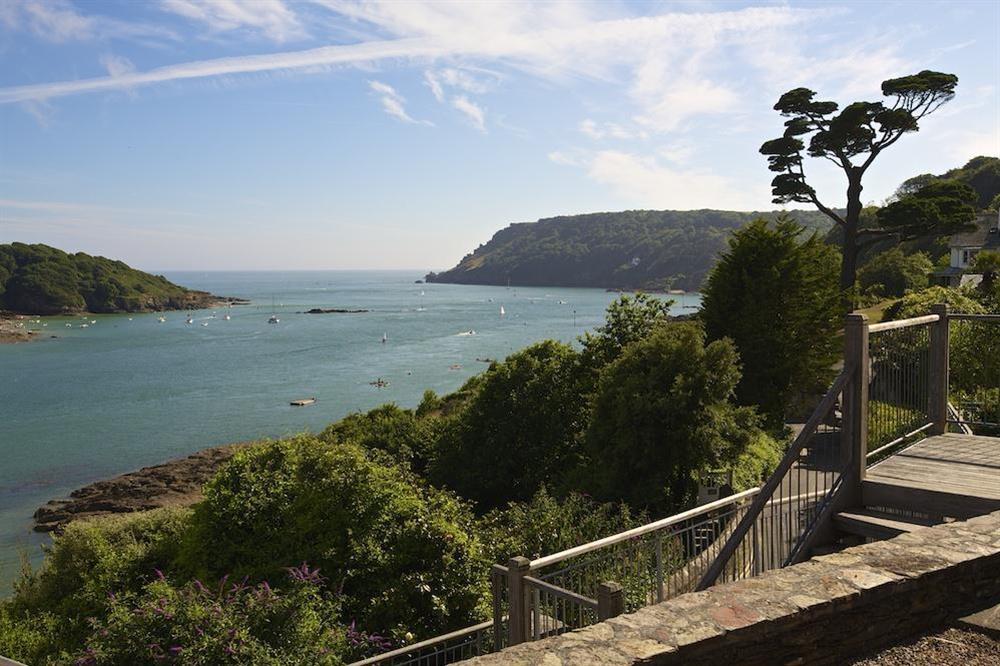 Beautiful views from the master bedroom at The Garden House (Woodside) in , Salcombe